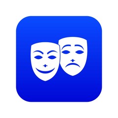 Carnival mask icon digital blue for any design isolated on white vector illustration