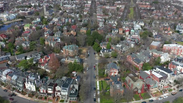 Aerial Drone Footage Of The Hague Neighborhood In Ghent Norfolk, VA