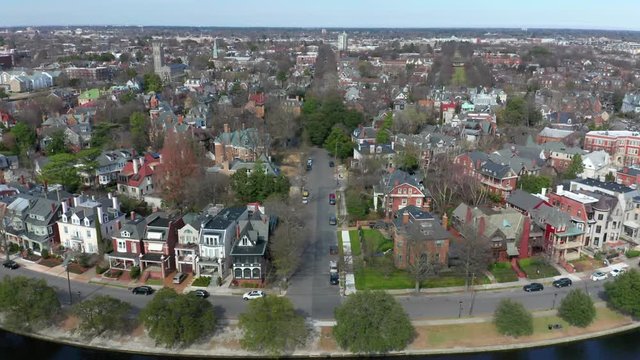 Aerial Drone Footage Of The Hague Neighborhood In Ghent Norfolk, VA