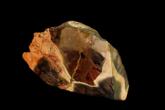macro stone mineral jasper on black background
