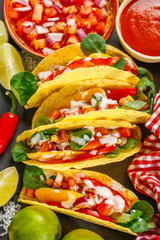 Tasty appetizing tacos with vegetables