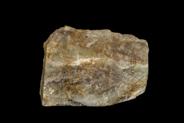 macro stone Fluorite mineral on a black background