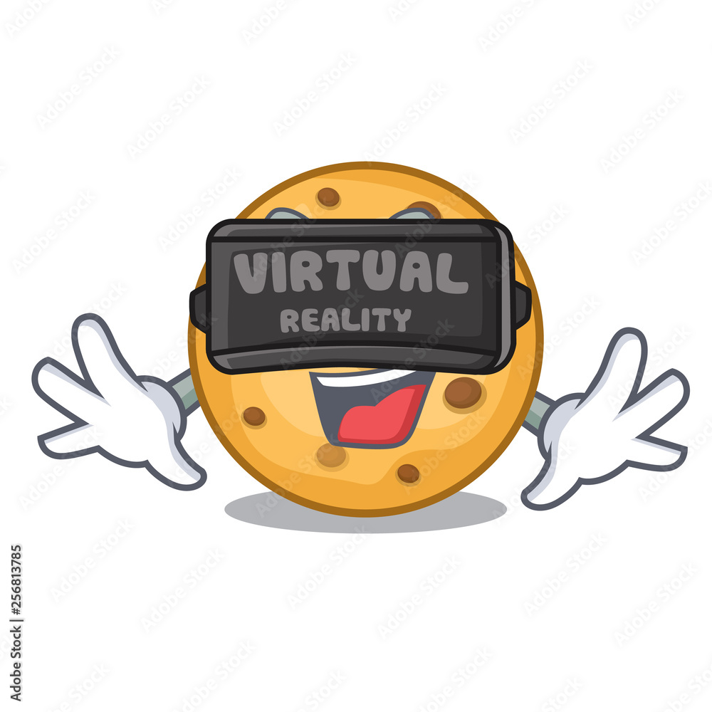 Poster virtual reality oat cookies in a cartoon jar