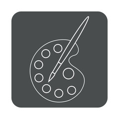 Icono plano lineal paleta pintor en cuadrado color gris