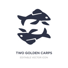 two golden carps icon on white background. Simple element illustration from Animals concept.