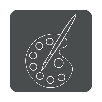 recommend clip art: Icono plano lineal paleta pintor en cuadrado color gris