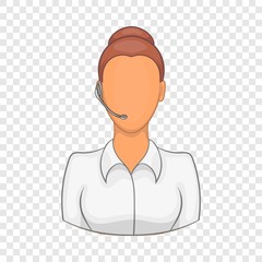 Support phone operator in headset icon in cartoon style on a background for any web design 