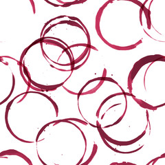 Wine stains vector watercolor seamless pattern