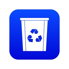 Trash bin with recycle symbol icon digital blue for any design isolated on white vector illustration