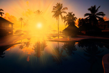 Fototapeta na wymiar Maldives, tropical sea background sunset !