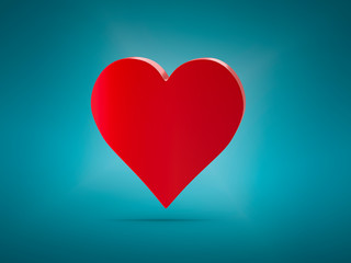 Red heart. Symbol of love. Volumetric 3D heart. 3d render, 3D image, 3D model