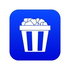 Box of popcorn icon digital blue for any design isolated on white vector illustration