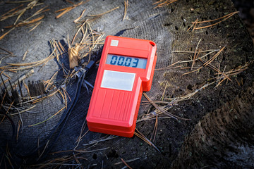 measurement of the radiation level in the forest 60 kilometers away from Chernobyl