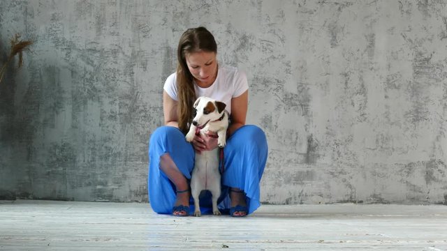 Puppy with pretty woman.