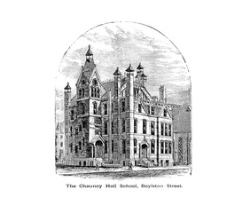 Obraz premium Boston city. Engraving illustration