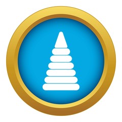 Pyramid built from plastic rings icon blue vector isolated on white background for any design