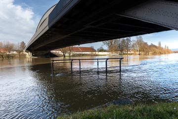Hochwasser an der Donau in Straubing