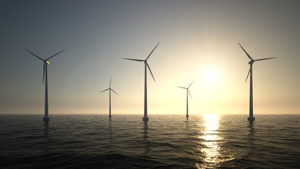 Wind turbines on sea