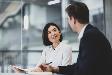Business presentation in a corporate office