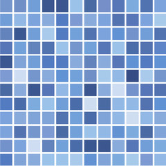 Mosaic of a bright blue squares on a white background. Печать