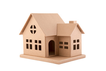 Cardboard house isolated on white with clipping path