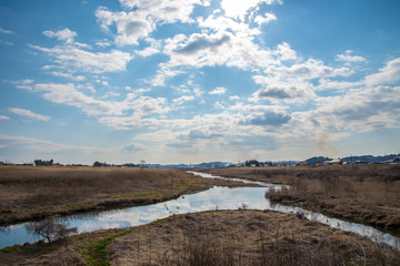 Obraz premium 空と河川