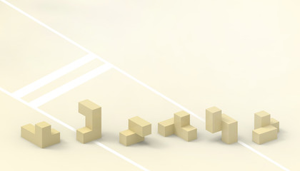 Naklejka premium Game of the Tetris and business Concept on Pastel Yellow color Background - 3d rendering