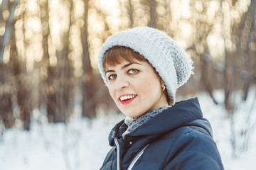 girl winter in the forest