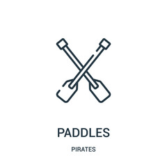 paddles icon vector from pirates collection. Thin line paddles outline icon vector illustration. Linear symbol for use on web and mobile apps, logo, print media.