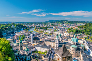 Fototapeta na wymiar Beautiful view of Salzburg city skyline in the summer