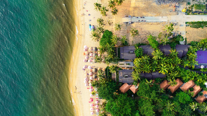 Aerial View Beach On Phu Quoc in Vietnam , beutiful island from the high travel context with view...