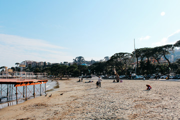 Rapallo, Italy - 03 27 2013: View of the streets of a resort town Rapallo.
