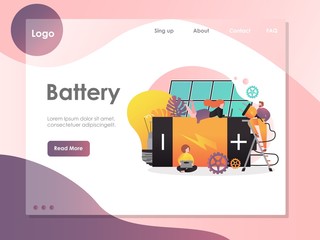Battery vector website landing page design template