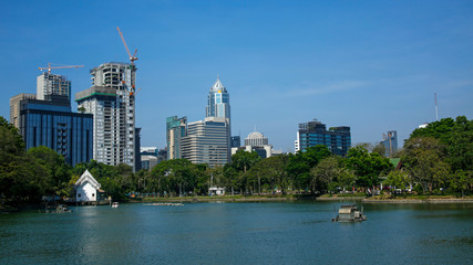 Fototapeta na wymiar beautiful Lumpini Park in Silom district, Bangkok, Thailand