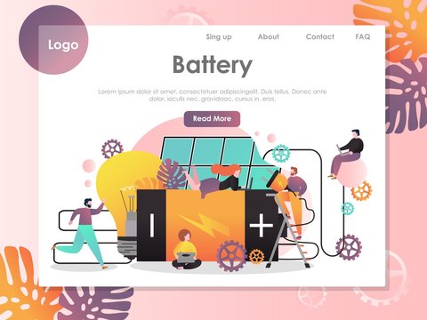 Battery vector website landing page design template