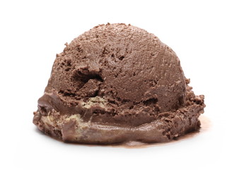 Chocolate ice cream ball isolated on white background
