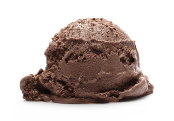 Chocolate ice cream ball isolated on white background