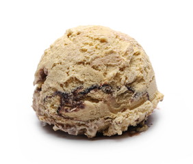 Vanilla and chocolate ice cream ball isolated on white background