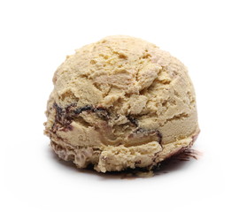 Vanilla and chocolate ice cream ball isolated on white background