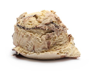 Vanilla and chocolate ice cream ball isolated on white background
