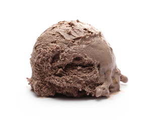 Chocolate ice cream ball isolated on white background