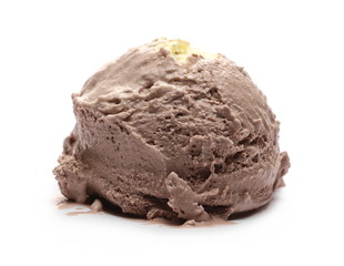 Chocolate ice cream ball isolated on white background