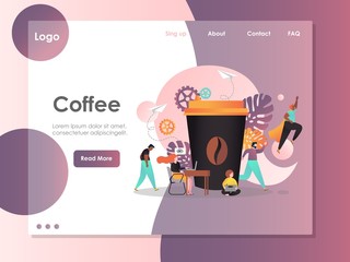 Coffee vector website landing page design template