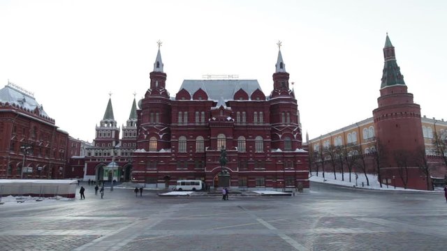 Winter Moscow. State Historical Museum. Frosty day. The Red Square.