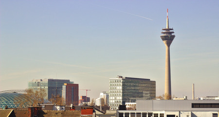 Dusseldorf, Germany - March, 22, 2019 - View above Dusseldorf