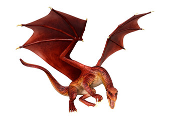 3D Rendering Fairy Tale Dragon on White