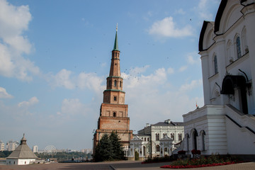 Syuyumbike Tower on the territory of the Kazan Kremlin, Russia.