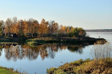 Volga river bank in the autumn, Yaroslavl region, Russia