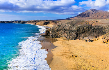 best beaches of Lanzarote. Papagayo beach. Canary islands