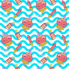 cute red lantern seamless pattern